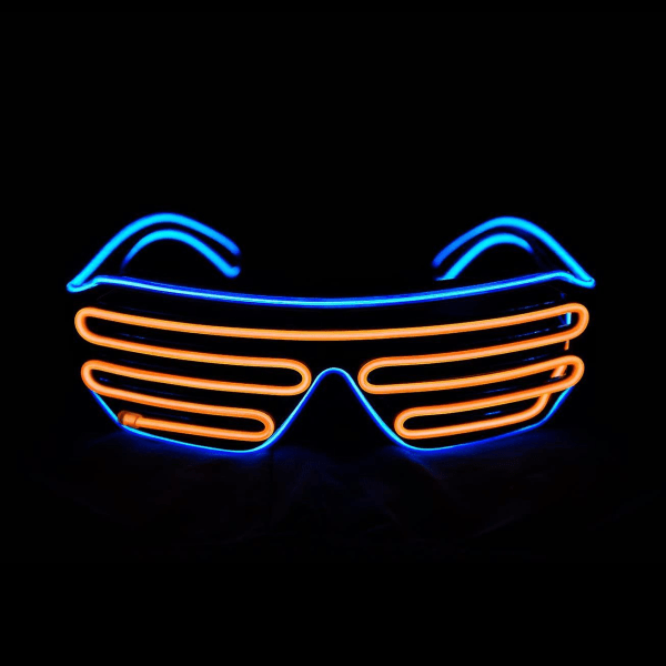 Lasit vilkkuvat led-aurinkolasit valaisevat puvut 80-luvulle, Edm, juhla Rb03 (sininen + oranssi)
