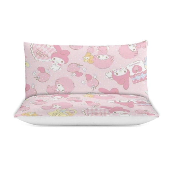 c85 Kuromi og My Melody Dynebetræk Sæt 3-delt Sengesæt Blødt Varmt og Komfortabelt Blødt Sengesæt med 1 Dynebetræk og 2 Pudebetræk til Soveværelse A 240x260cm 94x102in