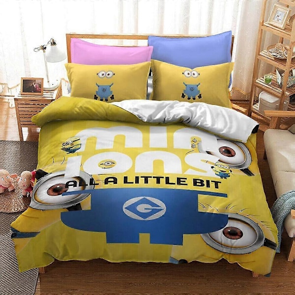 v3665 Sängkläder Lilla Gula Mannen Minions Påslakanset Super Örngott Sängkläder IU3665 135x200cm 53x78in