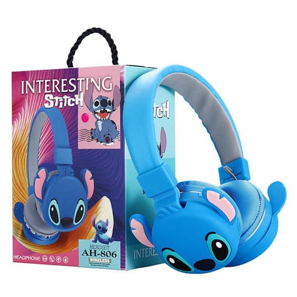 Lilo & Stitch Trådløse Bluetooth-hovedtelefoner til børn - Bløde ørepuder, behageligt blåt headset til skole og rejser, blå blå