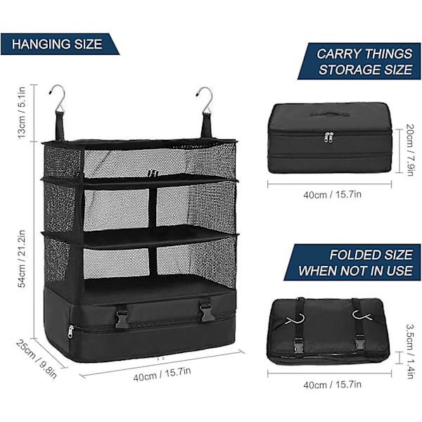 Utendørs Camping Bærbar Foldbar Oppbevaringspose Hengepose Camping Mesh Oppbevaringspakke Mesh Bag Camping Tilbehør Multiverktøy (Svart)(1stk