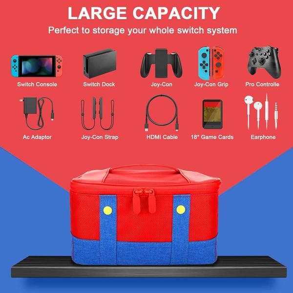 Cute Case, Suitable for Nintendo Switch/Lite/OLED Portable Soft Shell Waterproof Storage Bag, Oxford Shoulder Bag.