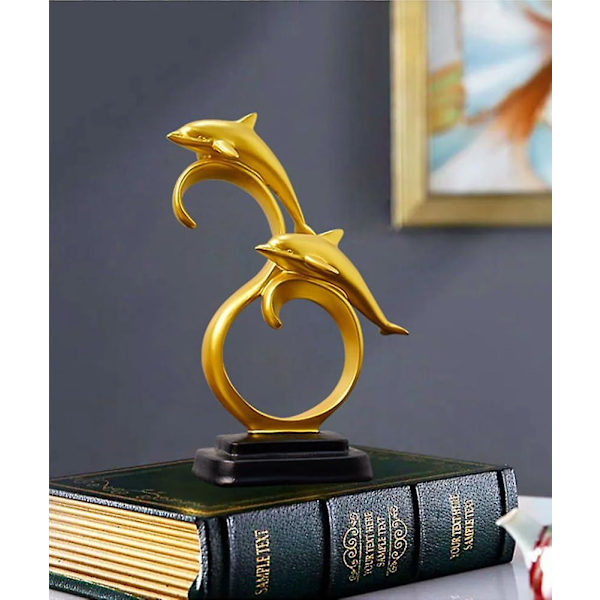 Delfin ornament, Delfin figur, Lykke ornamenter, Havdyr samleobjekt skulptur bordplade ornamenter til kontor stue indretning