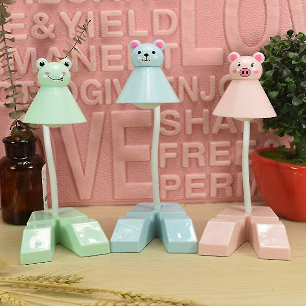 Nattbordslampe for soverom, mini LED-skrivebordslampe for barn, sammenleggbar, USB-lading, leselampe med øyebeskyttelse for barn (grønn frosk) Hy