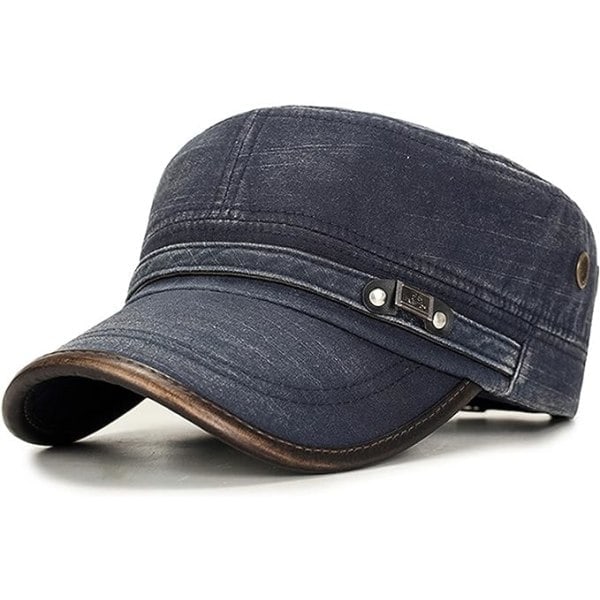 Galaxy Vintage Army Cap i bomuld til mænd, Justerbar Army Cap, Bomuldshat (blå) Blå