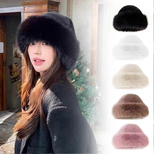 Fluffy Plys Spandhat Varm Vinter Tyk Fiskerhat til Kvinder ☃ Kold L0O1 White One size