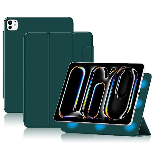 Fodral för iPad Pro 13 (2024) (M4) med Magnetisk Fästning PU-Läder Tri-Fold Stativ Tabletskydd - Multicolor Green