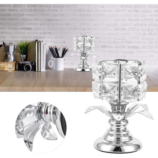 5,1 tum lång silverkristallcylinder ljushållare dekor galvanisering ihålig  ljusstake vit 93de | Fyndiq