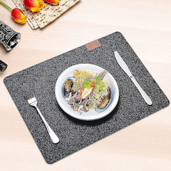 6 set tvättbara placemats tillverkade av filt antracit