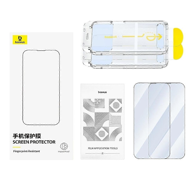 BASEUS Crystalline Series 2-pack För iPhone 16 Plus / 15 Plus Anti-Blått Ljus Skyddsfilm Härdat Glas