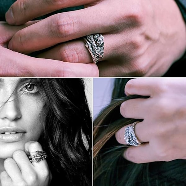 Dragon Ring Set, Gotisk Justerbar Vild Alondra Open Punk Cool Dragon Ring för Män Kvinnor (2 st) (C)