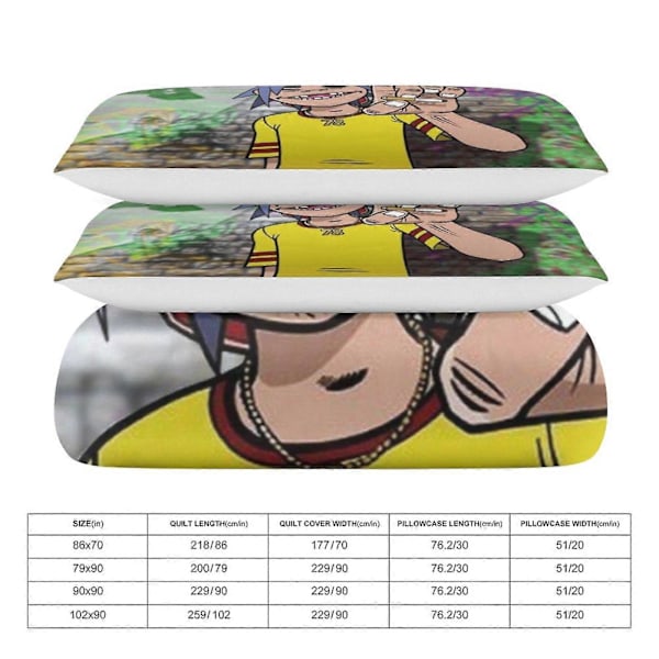 x24 Gorillaz 3-delt sengesett Varmt og komfortabelt mykt dynetrekk sengesett med 1 dynetrekk og 2 putetrekk for soverom b24 135x200cm 53x78in