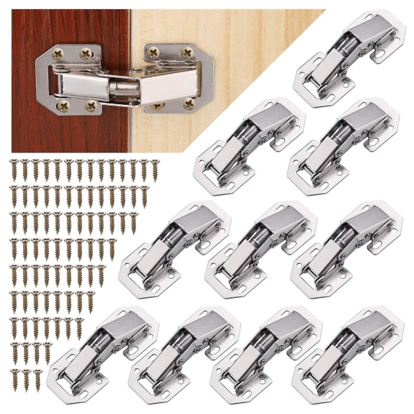 10pcs Cabinet Hinges With Screws, Soft Close Hinges For Kitchen Cupboard Doors, 90 Degree Hinge