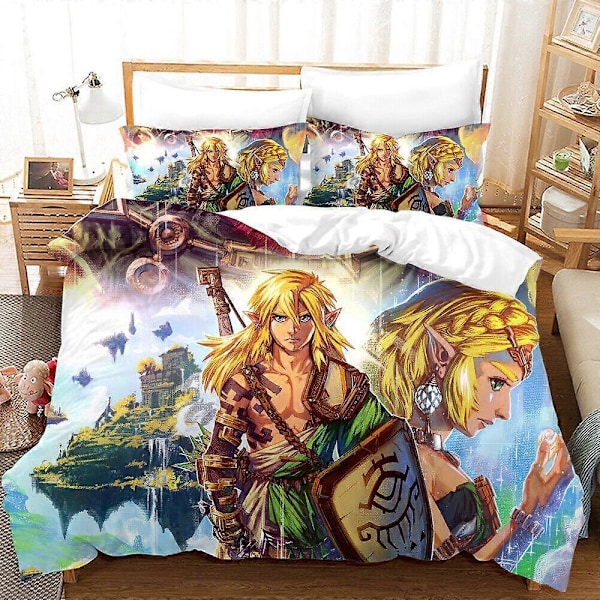 v751 Sängkläder The Zelda: Tears of the dom Sängset Påslakan Mjuka Örngott 3-Delars Sängset (1 Påslakan + 2 Örngott) y751 200x200cm 78x78in