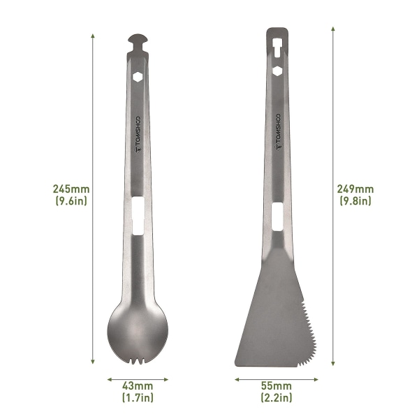 Tomshoo Titanium Serveringstenger Multifunksjonelle Bbq-tenger Med Spork Og Takket Spatel For Camping Fotturer Piknik Matlaging