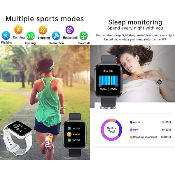 Smart Watch 1,54 tums fitness med full pekskärm med vattentät livslängd