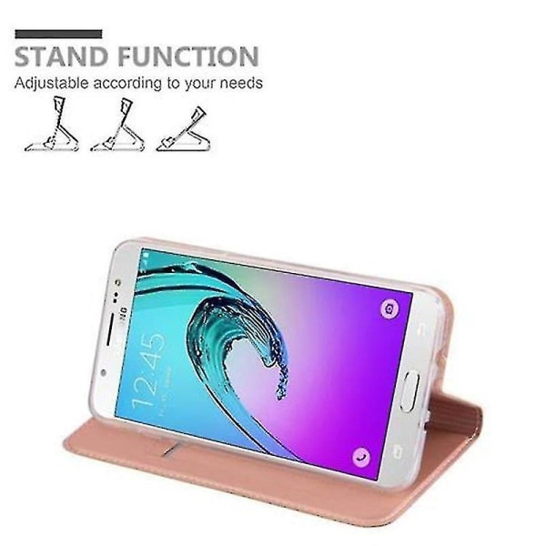 Case Samsung Galaxy J5 2016:lle taitettava phone case - cover - jalustalla ja korttilokerolla Pink