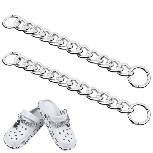 4 Pieces Punk Chains For Crocs Shoe Decoration Diy Shoe Chain Charms Metal Chain Silver