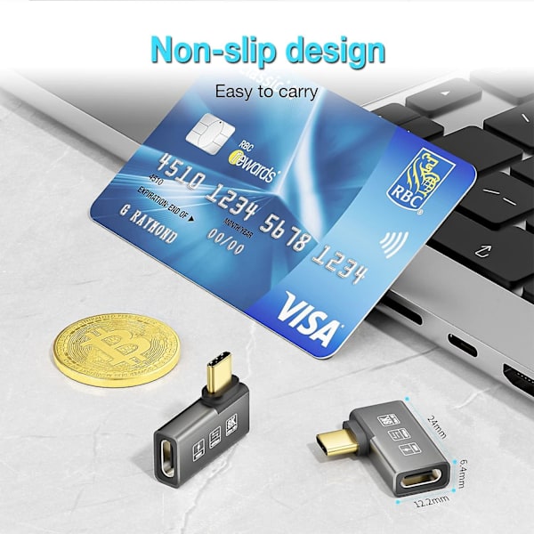 USB4 8K expansionskontakt 2 st/förpackning 90 graders vinkelhane och hona Thunderbolt 4 kompatibel typ C-omvandlare 8K@60Hz video 240w snabbladdning 40gbp