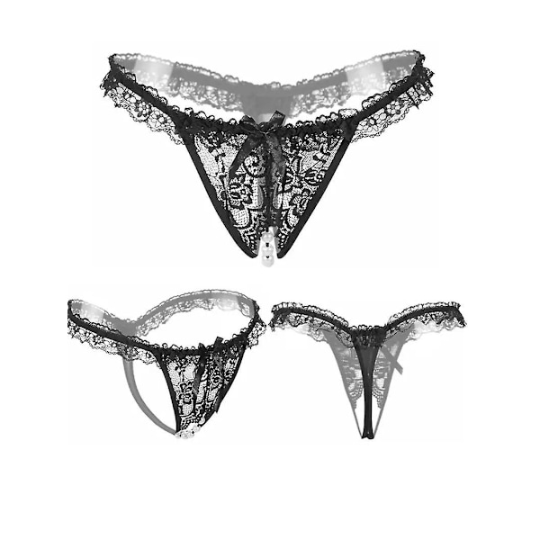 [5 kpl] Seksikäs pitsistringit ja G-stringit, läpikuultavat ja vähäiset mustat pitsikoristeiset alushousut seksiä varten, naisten alusvaatteet