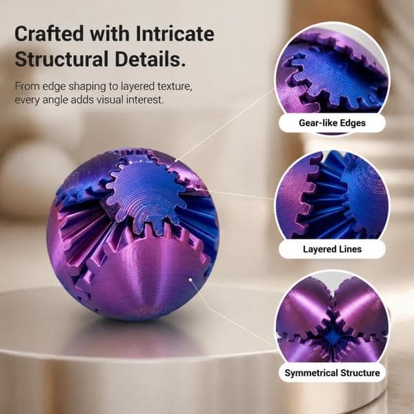 Kugelkula 3D-printed cube toy, rotating ball cube desk gyroscope, unique and fun birthday gift, cool 3D printed things
