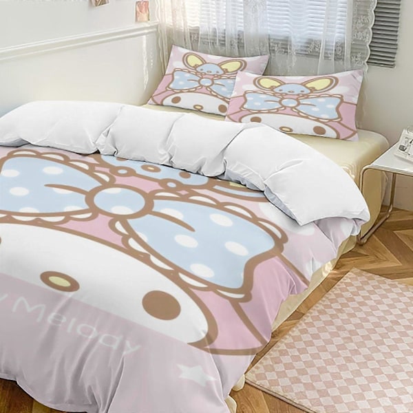 v1196 Sanrio Quilt Set Tjockt Mjukt 3-delars Sängklädesset Året Runt Täcke med 2 Örngott för Vuxna Kvinnor Flickor Tonåringar Hem Rum Inredning io1196 200x200cm 78x78in
