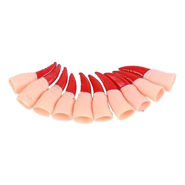 10pcs Witch Fingernail Claws Halloween Masquerade Finger Nails Trick Props For Cosplay Costume Party (red Nail)