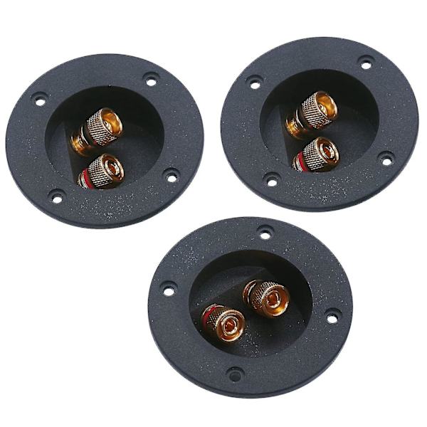 3 stk. DIY Hjemmebilstereo 2-veis høyttalerboks terminalbindingspinn Rund fjærkoppkontakter Subwoofer-plugger (svart)