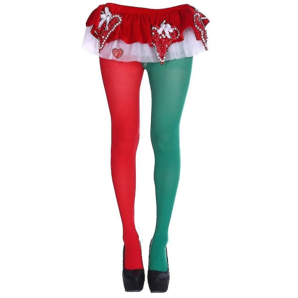 Pantyhose Xmas   Costume Tights Winter Double Color Stockings Red and Green