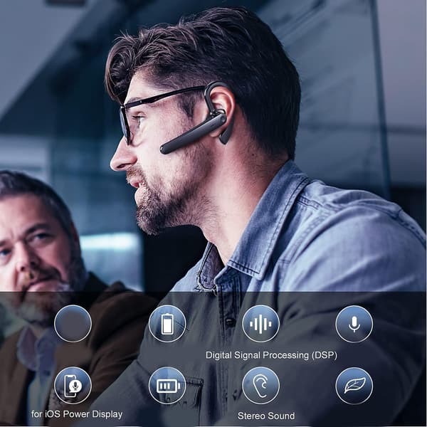 Bluetooth-øretelefon med mikrofon, ergonomisk støjreducerende køreheadset til telefon, tablet til chauffør, lastbilchauffør