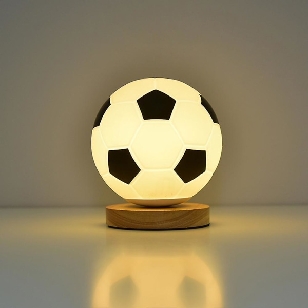 Fotball 3D LED nattlys 3D illusjons LED-lampe VM fotballleker for gutter jenter voksne sportsfans Black White Round Wood Model