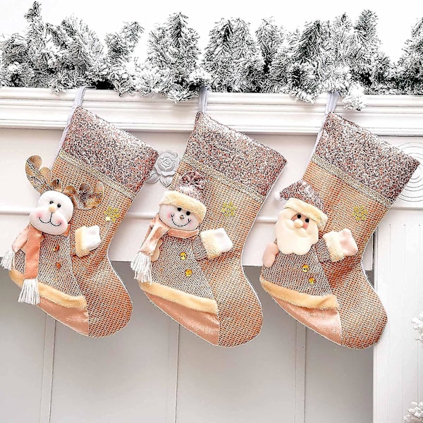 Julstrumpa Klassiska Stora Strumpor Snögubbe, Ren Julkaraktär För Familjesemester Jul Dekorationer