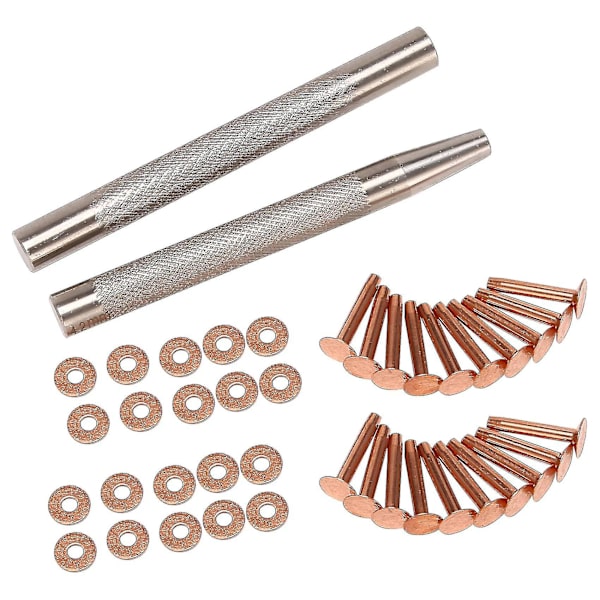 20-pack koppar nitar och grader (14 mm och 19 mm) med 2 st stansverktyg för bälten, väskor, kragar-m.1419 feng