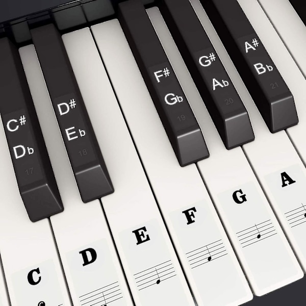 Piano Keyboard Stickers For 49/54/61/88 White And Black Keys, Music Electronic Piano Keyboard Note Stickers