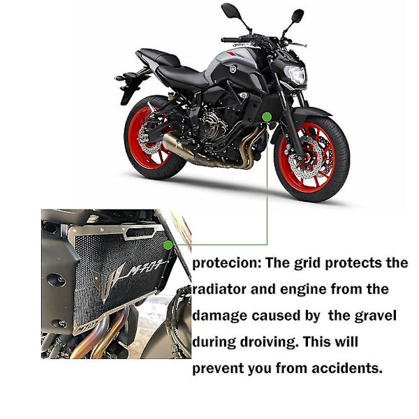 Bimirth för Yamaha Mt-07 Mt07 Fz-07 Fz07 2014 - 2019 Motorcykel Kylare Grill Guard Grill Skyddskåpa Mesh Net Fender Tillbehör Gold