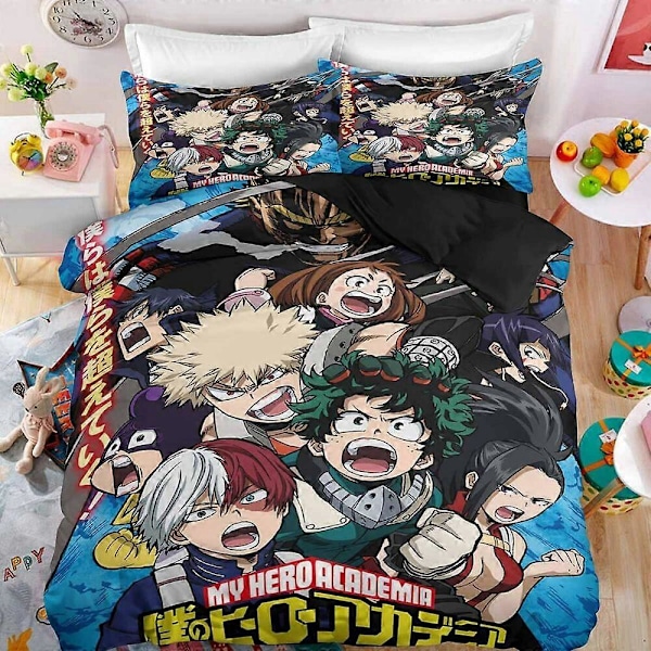 v5521 Sängkläder My Hero Academia 3 Delars Sängset Påslakan Täcke Örngott Gåvor Sängkläder IU5521 200x200cm 78x78in