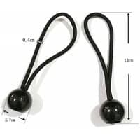13 cm sort plastikkugle elastisk snor til telte, skyggenet, markisefiksering, 10-pak