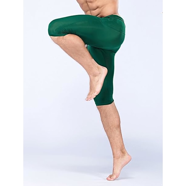 Herre Sportshorts Kompressionsbukser Bund Knælang Svømmebukser Fitness Træning Fitness Atletiske Shorts XXL Green