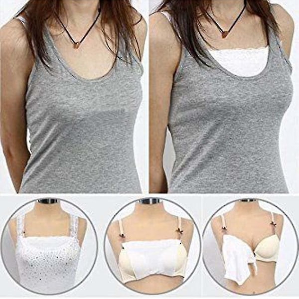 3 X Dame Blonder Clip-on Mock Camisole BH Indsats Overlay Beskedenhed Panel Vest