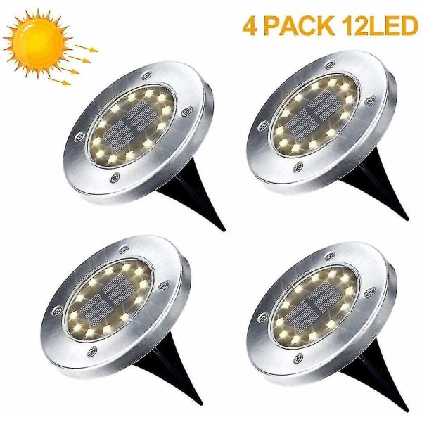 4 stk. Solcelledrevne Have Lamper 12 LED Solcelle Gulvlampe Udendørs Solcelle Have Lamper Varm Hvid