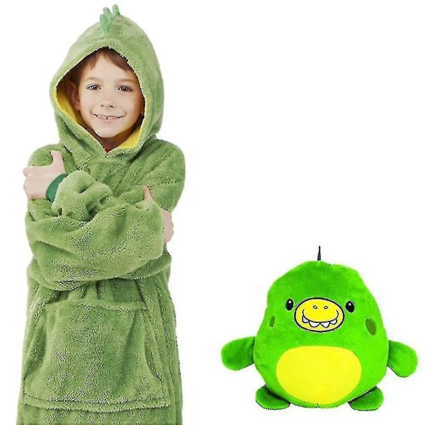 Mjuka Barn Pojke Husdjur Nalle Nattkläder Varm Luvtröja Filt Sweatshirt D Green