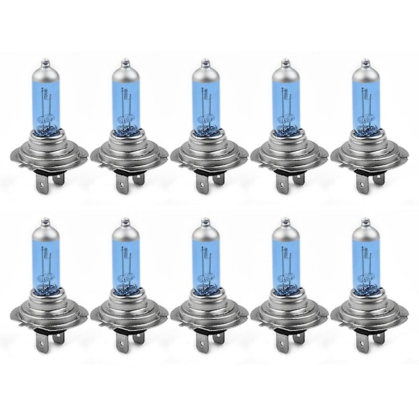 10 stk. Halogenpærer Super Bright H7 12V 55W Xenon Hvit 6000K Halogen Bil Hovedlykter Pære Pærer Bil Lys Parkeringslys
