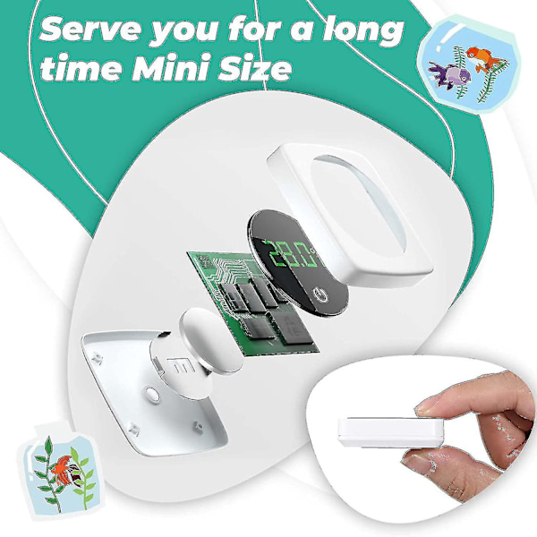 2 stk elektronisk akvarie termometer mini LED digital termometer vanntett digital vanntermometer