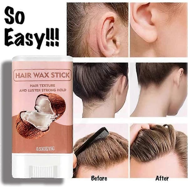 Kokos hårvoksstift, Edge Control hårfinishstift til flyvsk kruset hår, ikke-fedtende hårstylingstift hårpomade hårgel, langvarig glat 2PCS