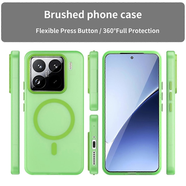 Skal för Xiaomi 15 Pro Kompatibel med MagSafe TPU PC Smalt Matt Genomskinligt Telefonfodral - Multicolor Green