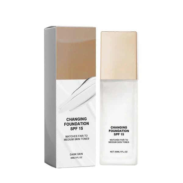 Fargeendrende Foundation SPF15, Lett Sminke for Lys til Medium Hudtoner, Langvarig Naturlig Finish, 30ml A