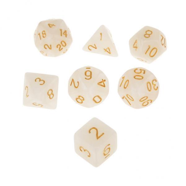 4x7x monitahoinen noppa 16mm Dungeons and Dragons Dnd Mtg pöytäpeleille valkoinen