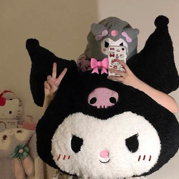 65*70cm Kawaii Sanrios bløde plys bamsepude Kuromi Melody tegneserie stor plys bamsepude pige gave 65X70CM kuromi-1