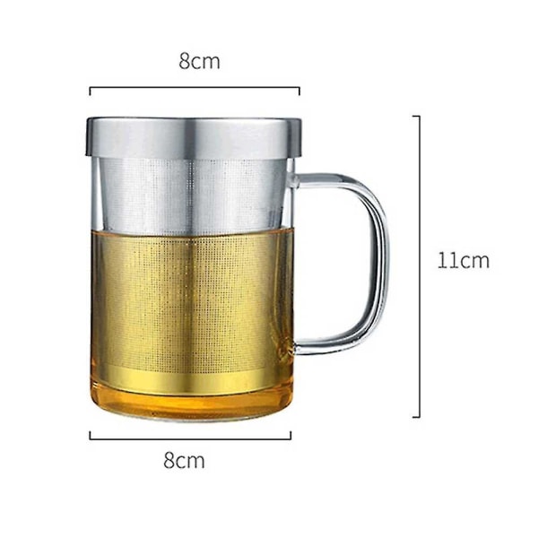 Glas tekande med si, løs tekande med si, glas tekande med si i rustfrit stål til løs te og blomstrende te, glas tekande