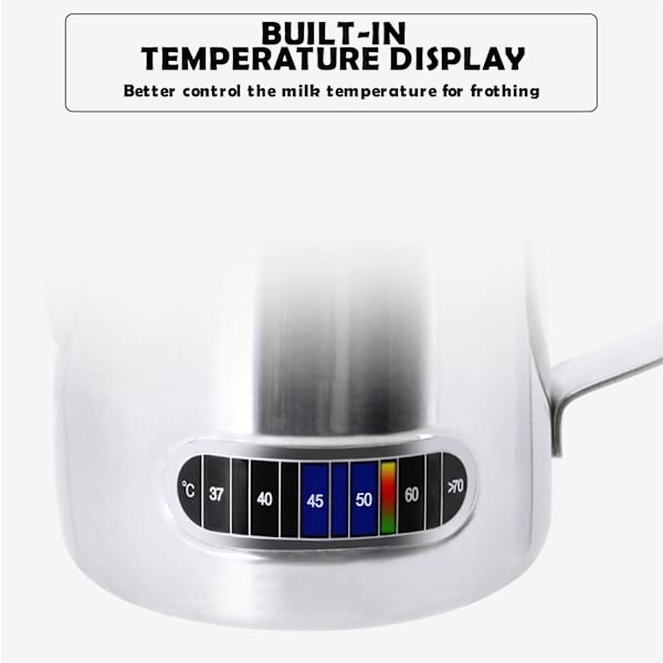 12/20oz mjölkskummare med temperaturdisplay i rostfritt stål 350ml